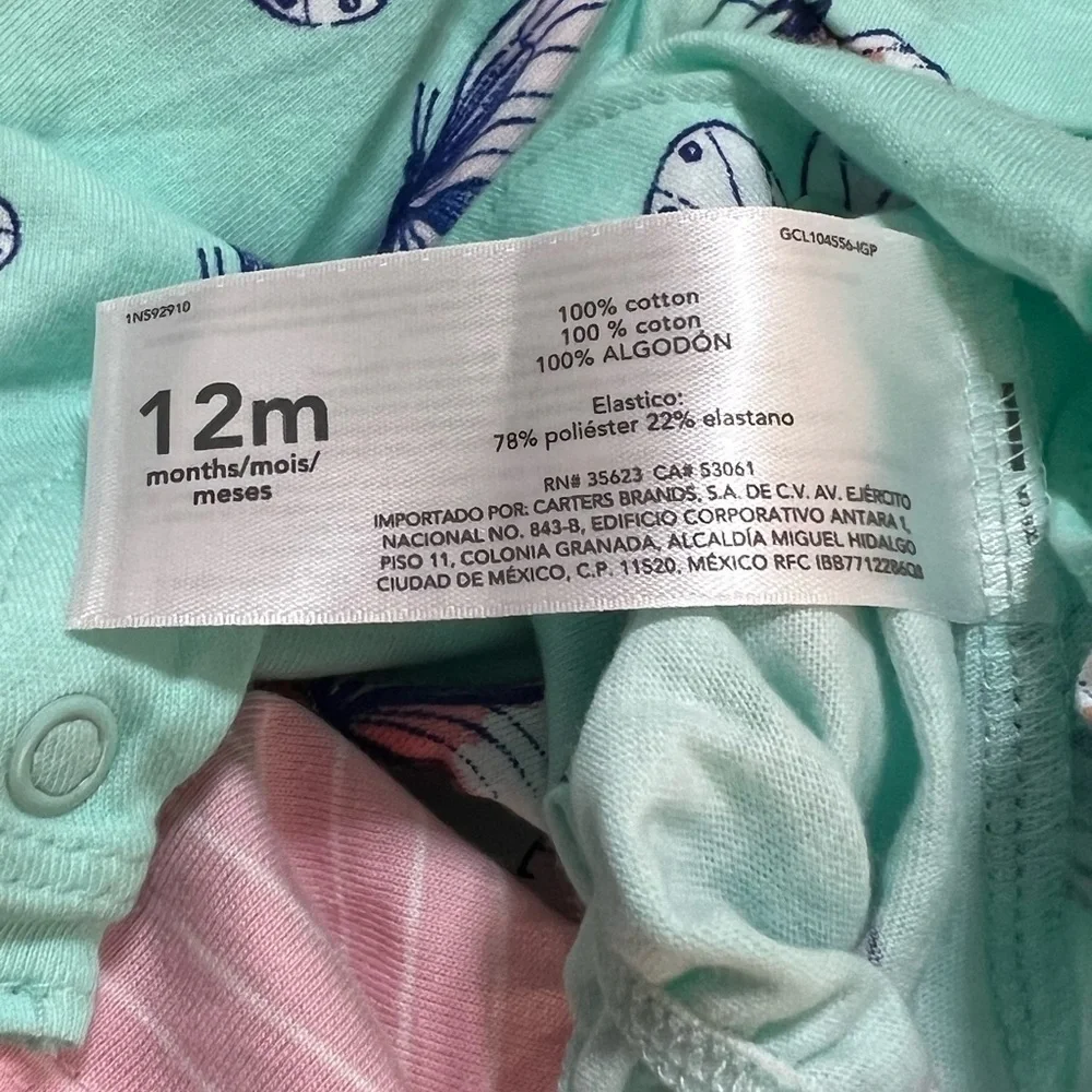 Carter’s Baby Three Piece Set Butterfly Set Girl Sz 12m